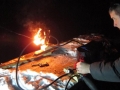 Brad tests his flaming gloves - a wearable flame effect that he's working on.